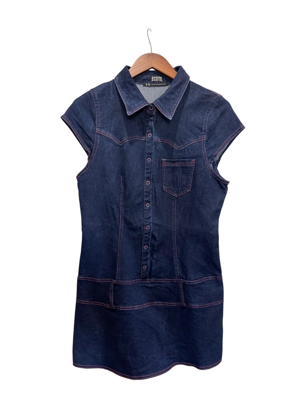 ECOTE Dark Blue Denim Shirt Dress